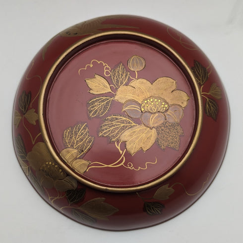 日本古董明治時代京都漆器帶蓋湯碗 5 件套